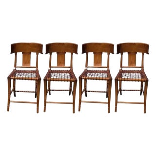 Mid Century Modern Klismos Counter Stools Set of 4 For Sale