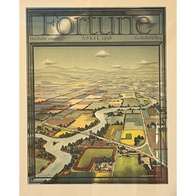 Art Deco Fortune Magazine cover April 1938, framed and matted. This is an original cover, not a re-print or copy. The...