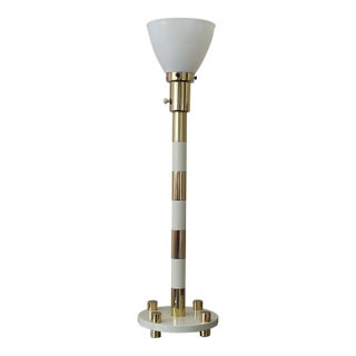 Vintage Brass and Cream Colored Table Lamp For Sale