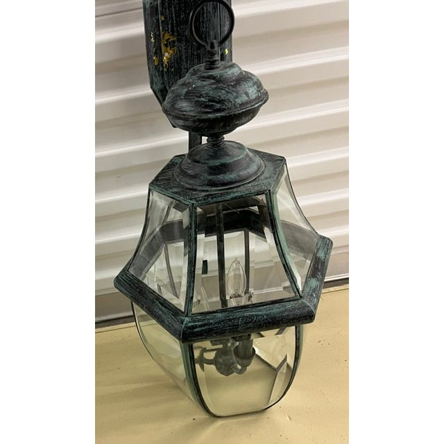 Vintage Oxidized Brass Carriage Lamp/Lantern/Sconce With Blackened Finish For Sale - Image 4 of 8