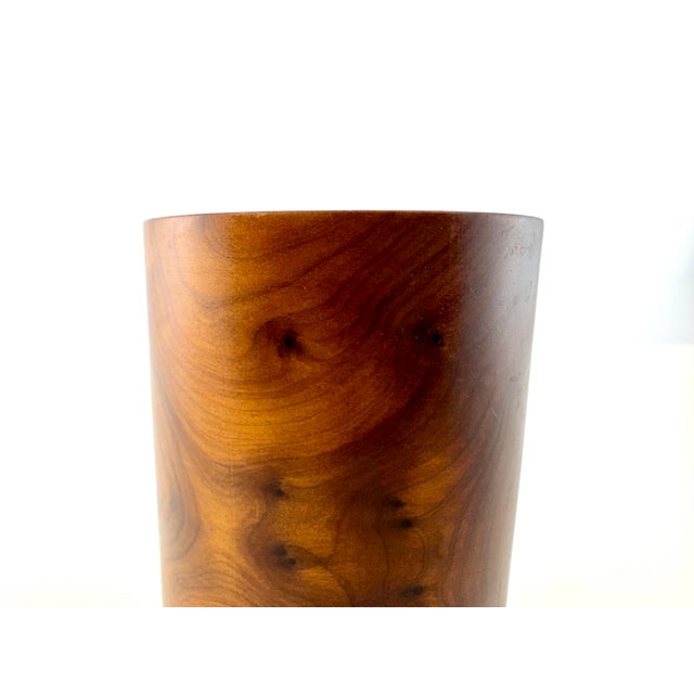1960s Vintage Turned Burl Wood Pencil & Pen Holder Desk Organizer For Sale - Image 5 of 9