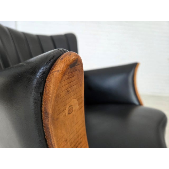 Danish Teddy Armchair in Artificial Leather and Teak by Svend Skipper, 1970s For Sale - Image 6 of 18