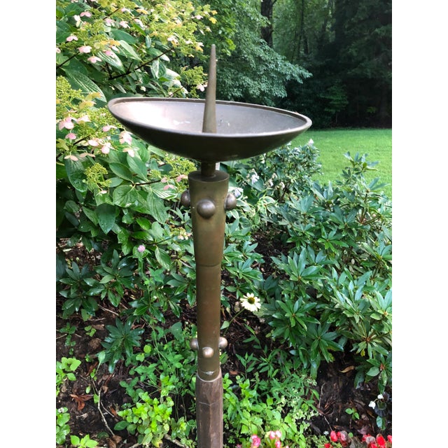 Gothic Antique Gothic Solid Brass and Chamfered Wood Torchieres - a Pair For Sale - Image 3 of 7