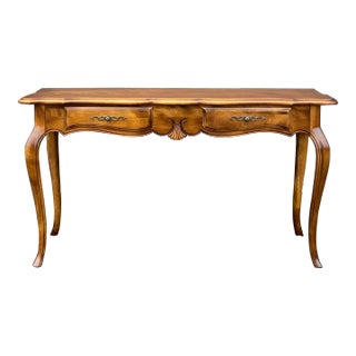 Vintage Ethan Allen Country French Birch 2 Drawer Console or Sofa Table in Fruitwood (26-9301) For Sale