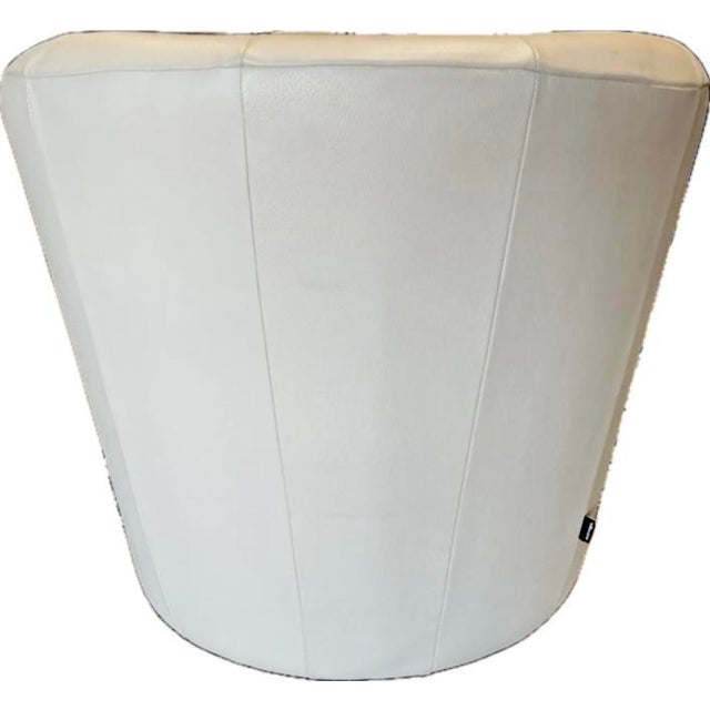 Natuzzi Natuzzi Giada Ivory Cream Leather Swivel Club Chair For Sale - Image 4 of 8