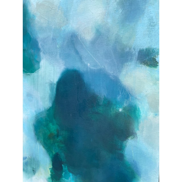 “But Still, You” Large Lyrical Abstraction Diptych Painting in Ethereal Greens and Blues by Stacey Warnix For Sale - Image 13 of 16