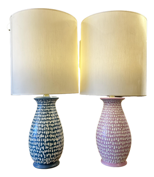 Painted Ceramic Lamps, 1970s, Set of 2