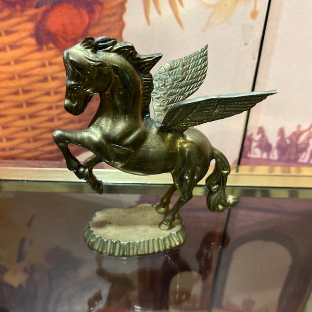 Mid-Century Modern 1970s Brass Mythology Horse Unicorn For Sale - Image 3 of 6
