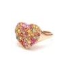 Multi sapphire round heart shape signet ring gold Natural rainbow sapphire pinky heart ring gold Big heart shape sapphire...