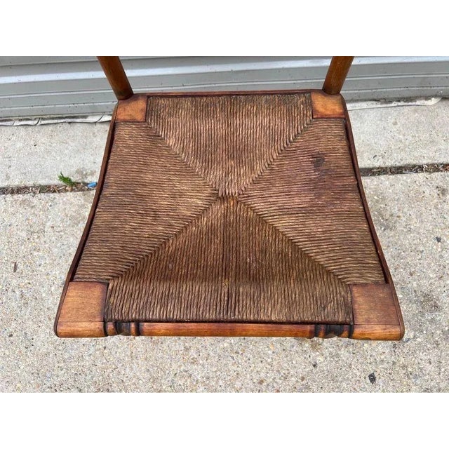 Antique Early American Primitive Style Rush Seat Side Chair For Sale - Image 9 of 11