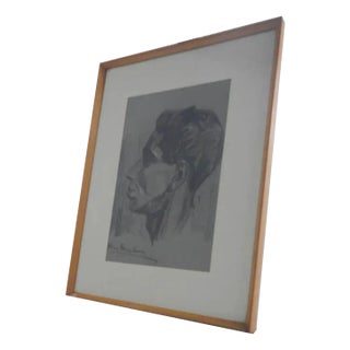 Mina Anselmi, Man, 1940, Charcoal Drawing, Framed For Sale