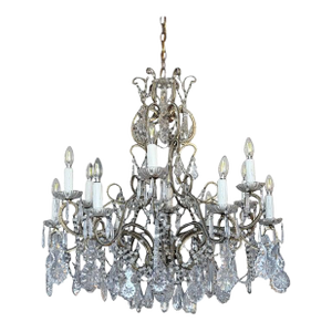 10-Light French Louis XV Style Crystal Beaded Chandelier, Circa 1930s