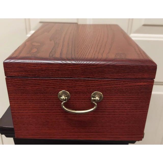 Brown 1950s Reed & Barton Silversmith Eureka Norton, Ma. Jewelry Box With Key For Sale - Image 8 of 9