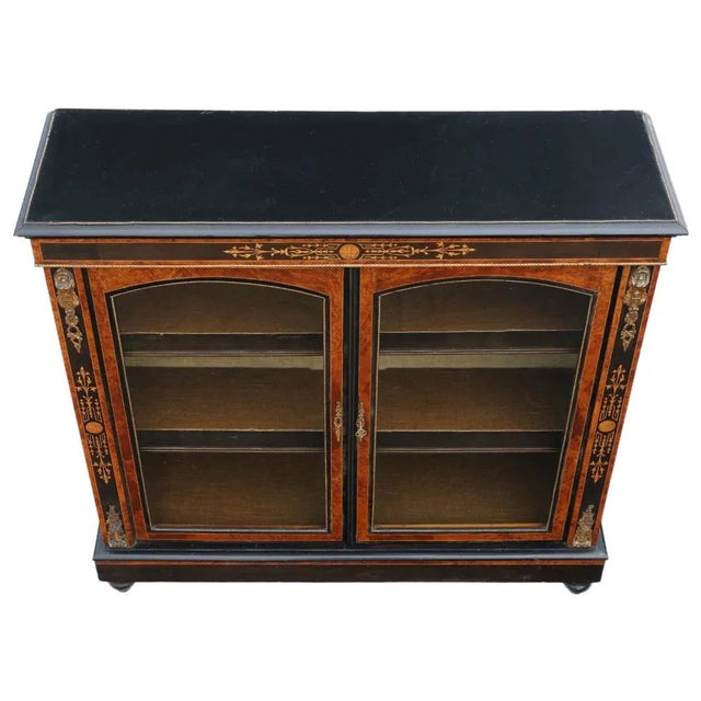 Large Inlaid Ebonised,Amboyna and Burr Walnut Display Cabinet, 1880s For Sale - Image 5 of 7