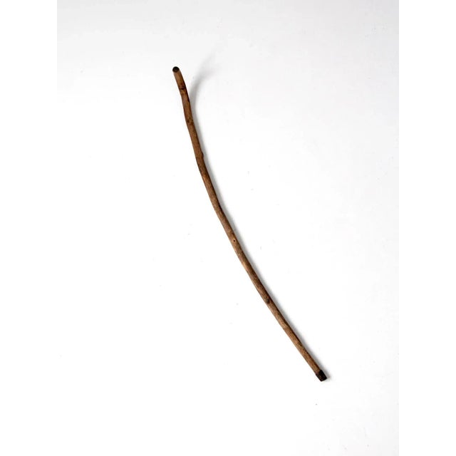 Antique wooden cane featuring a bentwood construction with a naturally crooked, sculptural line that gives it distinctive...