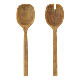 Mera Mustard Yellow Resin Serving Spoons - Set of 2 For Sale