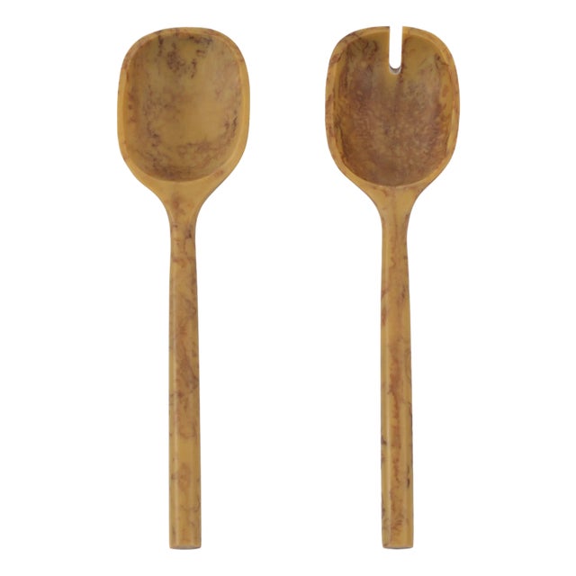 Mera Mustard Yellow Resin Serving Spoons - Set of 2 For Sale