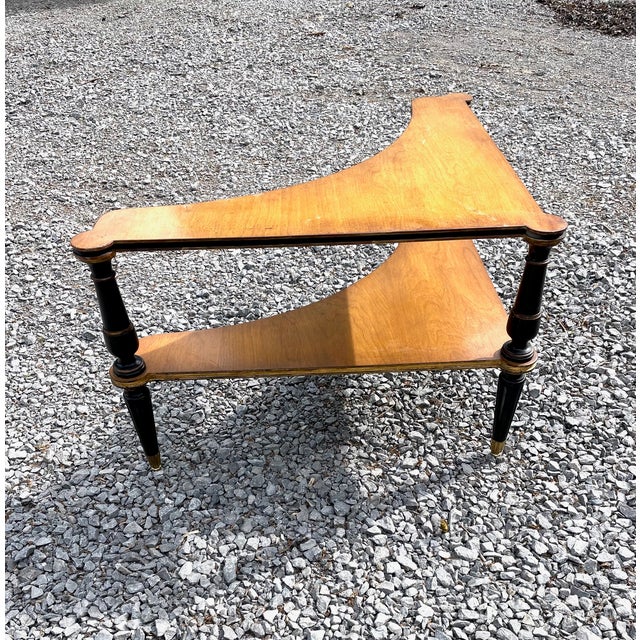 Saffron Mid 20th Century Neo-Classical Corner Table in Blonde Finished Maple For Sale - Image 8 of 10