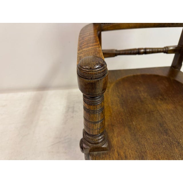 Arts and Crafts Oak Armchair with Saddle Seat, Early 20th Century For Sale - Image 3 of 14