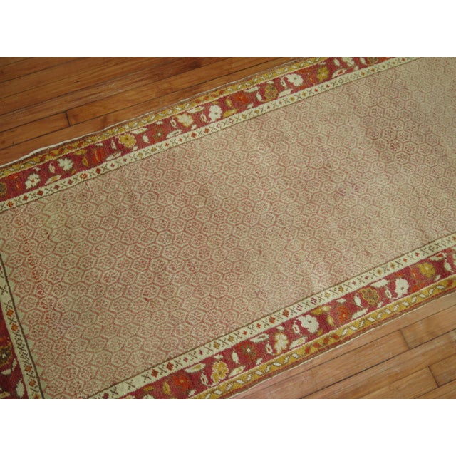 Early 20th Century Pink Field Handwoven 20th Century Feminine Turkish Oushak Runner For Sale - Image 5 of 6
