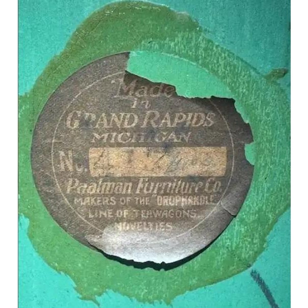 Antique 1920s Paalman Furniture Co Green Drophandle Teawagon Tea Cart W/ Asian Motif For Sale - Image 9 of 10