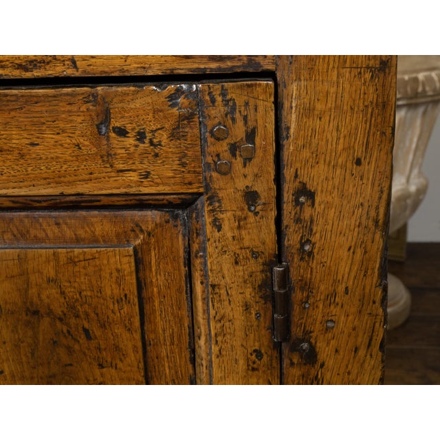 English Early Oak Cupboard with Two Doors and Distressed Patina, 18th Century For Sale - Image 4 of 12