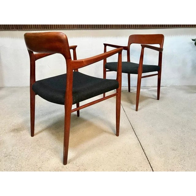 Set of Danish Teak & Wool Model 56 Chairs by Niels O. Møller for J.L. Møllers, 1954 For Sale - Image 4 of 16
