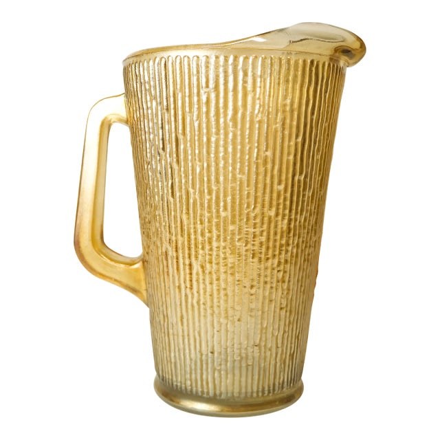Marigold Carnival Glass Ribbed Bark Texture Pitcher For Sale