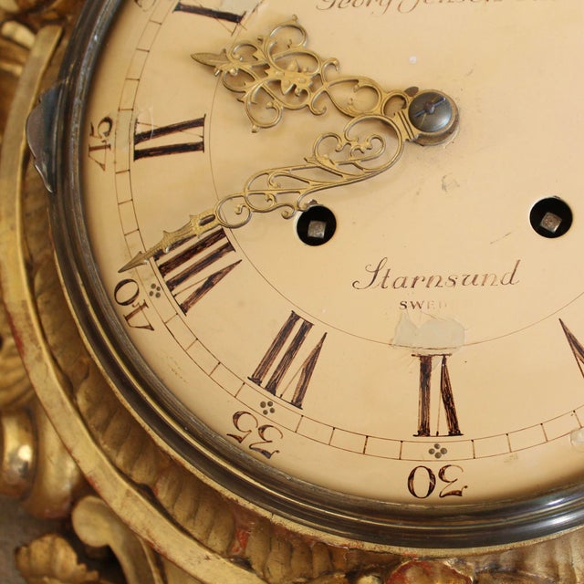 Swedish Gustavian Style Gilt Wood Cartel Clock, Georg Jensen Inc. For Sale - Image 14 of 17