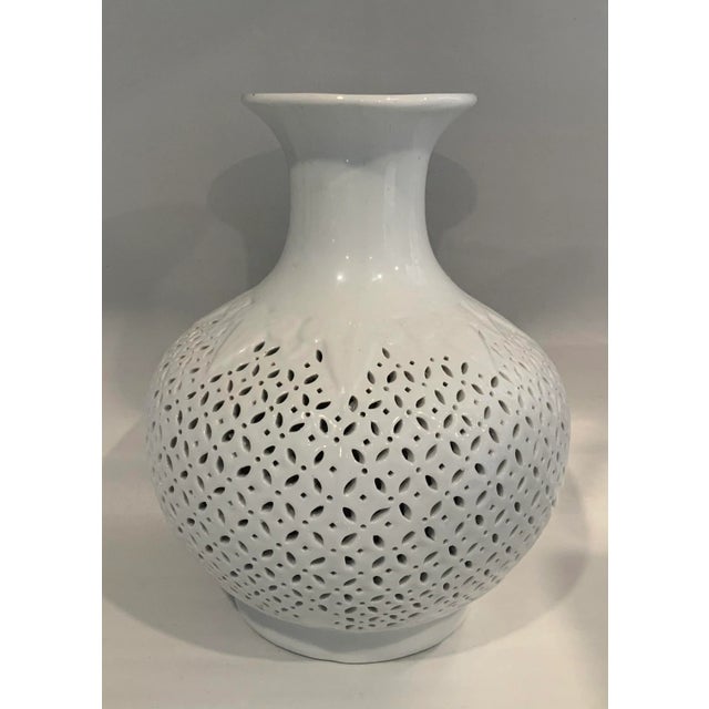 White Blanc De Chine Reticulated Vase For Sale - Image 8 of 8