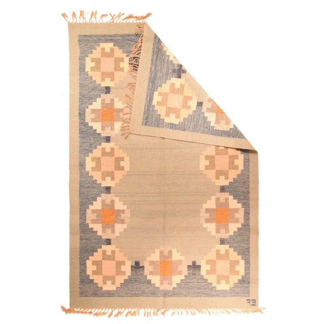 Vintage Swedish Kilim Rug 6'9'' x 10'.