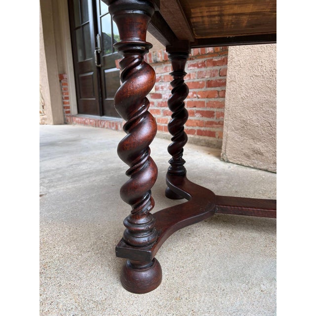 Antique English Barley Twist Writing Table Library Desk Jacobean Walnut C1880 For Sale - Image 14 of 18