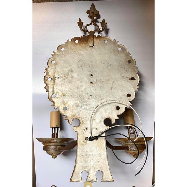 Brown 1930s Large Spanish Revival Wall Sconces - a Pair For Sale - Image 8 of 9