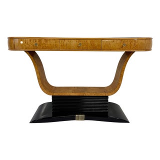 Italian Art Deco Console in Birch Burl and Black Lacquer by Osvaldo Borsani, 1940s For Sale