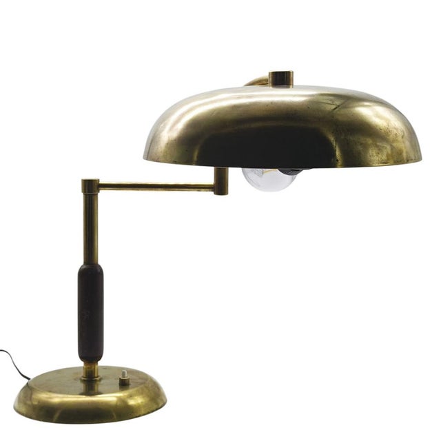 Brass Table Lamp with Swivel Arm from La Maison Desny, France, 1950s For Sale - Image 4 of 9