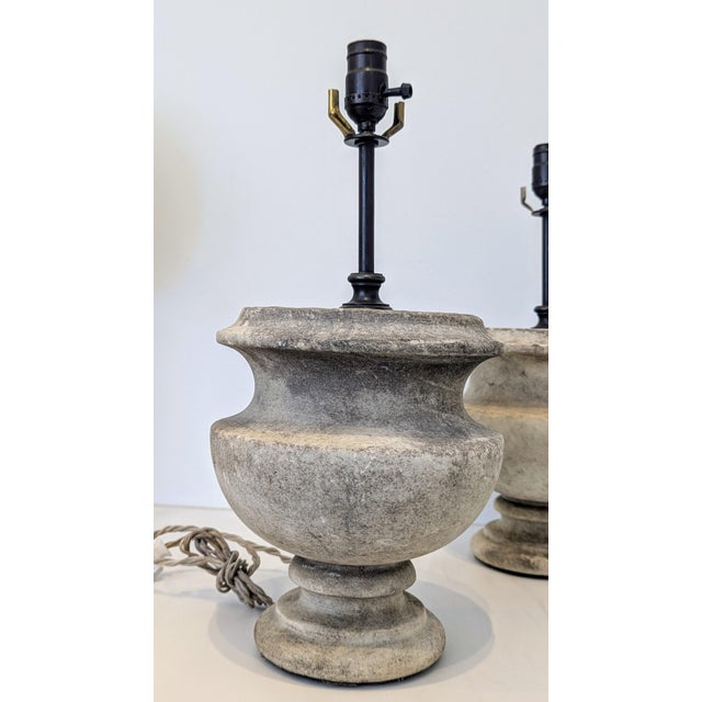 Brutalist Brutalist Stone-Textured Sculptural Urn Shaped Lamp Base For Sale - Image 3 of 10