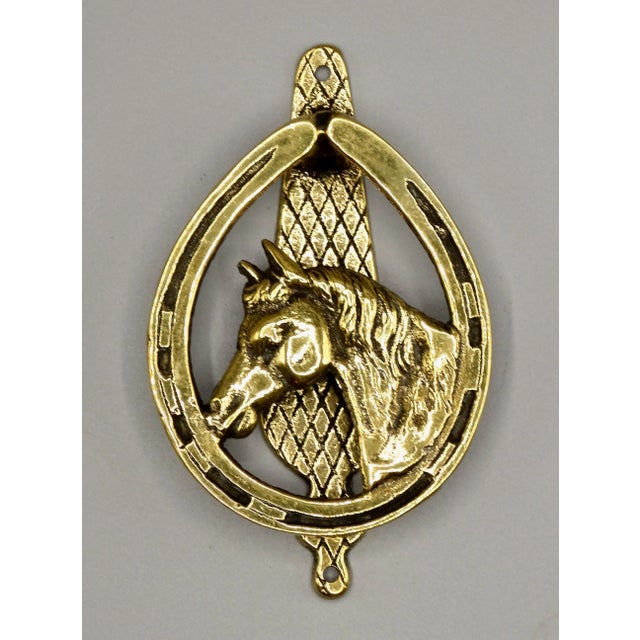 English 1930's English Brass Equestrian Door Knocker For Sale - Image 3 of 4