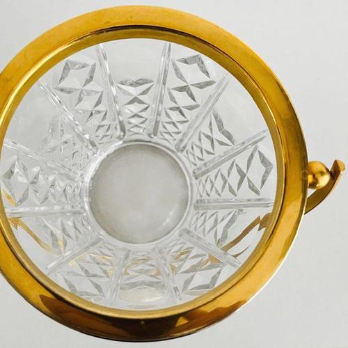 Metal Mid-Century Ice Bucket Crystal Gilded Brass from Val Saint Lambert, 1950s For Sale - Image 7 of 9