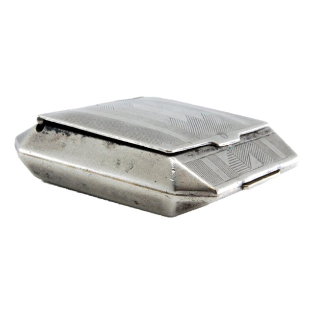 Silver Pill Box with Hinged Lid For Sale