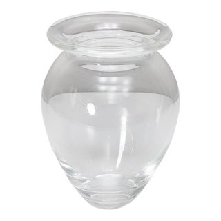 Vintage Steuben Crystal Vase – Minimalist Clear Art Glass, Mid-Century Modern For Sale