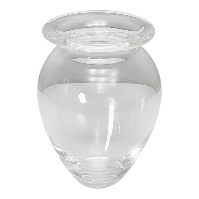 Vintage Steuben Crystal Vase – Minimalist Clear Art Glass, Mid-Century Modern For Sale