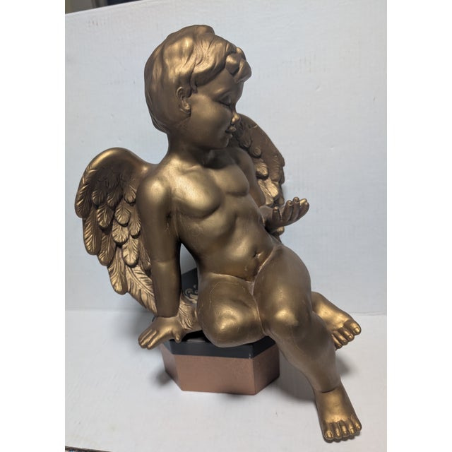 Art Nouveau French Putti Cherub Angel Sculpture Sitter For Sale - Image 3 of 17