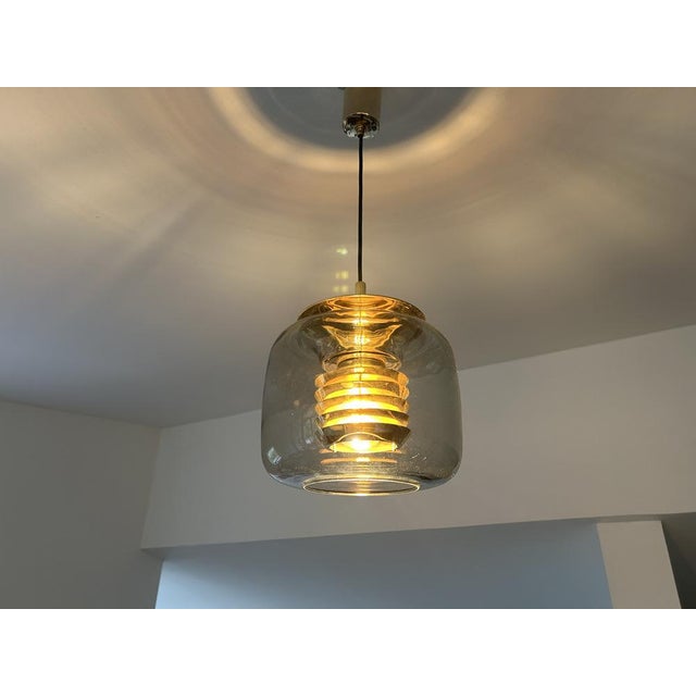 Vintage Gilded Glass Pendant Light from Erco, 1970s For Sale - Image 4 of 13