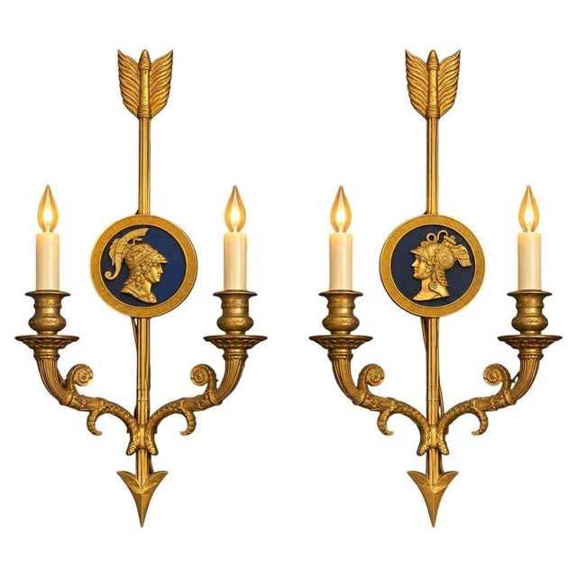 Neoclassical Bronze Two-Light Wall Sconces, 1880, Set of 2 For Sale - Image 12 of 12