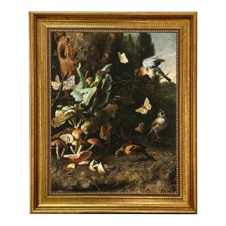 Mushrooms, Moths & Birds Cottagecore Framed 11x14" Reproduction Print on Canvas For Sale