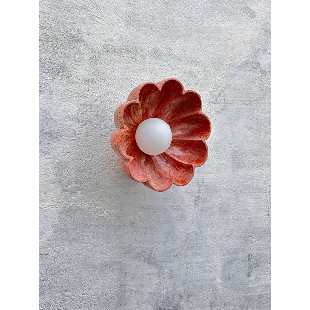 Contemporary Red Travertine Wall Sconce - Wall Light for Living Room, Bedside Light For Sale - Image 4 of 7