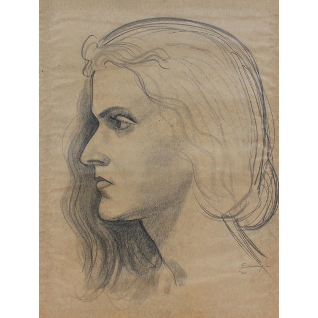 Female Portrait in Graphite, Circa 1920s For Sale