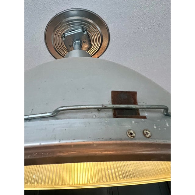Industrial Lot of 12 -- Extra Large 22" 1940s Industrial Holophane Pendants For Sale - Image 3 of 10
