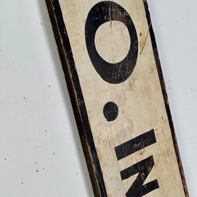 Black Vintage Large French "Bonami Co. Inc." Wood Trade Sign, 97" Wide For Sale - Image 8 of 10