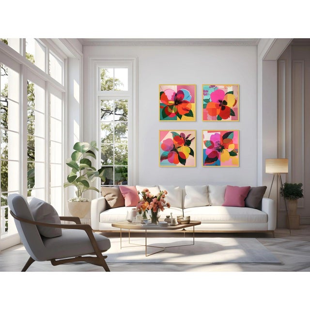 Paper Set of 4 Framed Botanical Photograph Prints — Pop Art Flowers No. 3 For Sale - Image 7 of 10